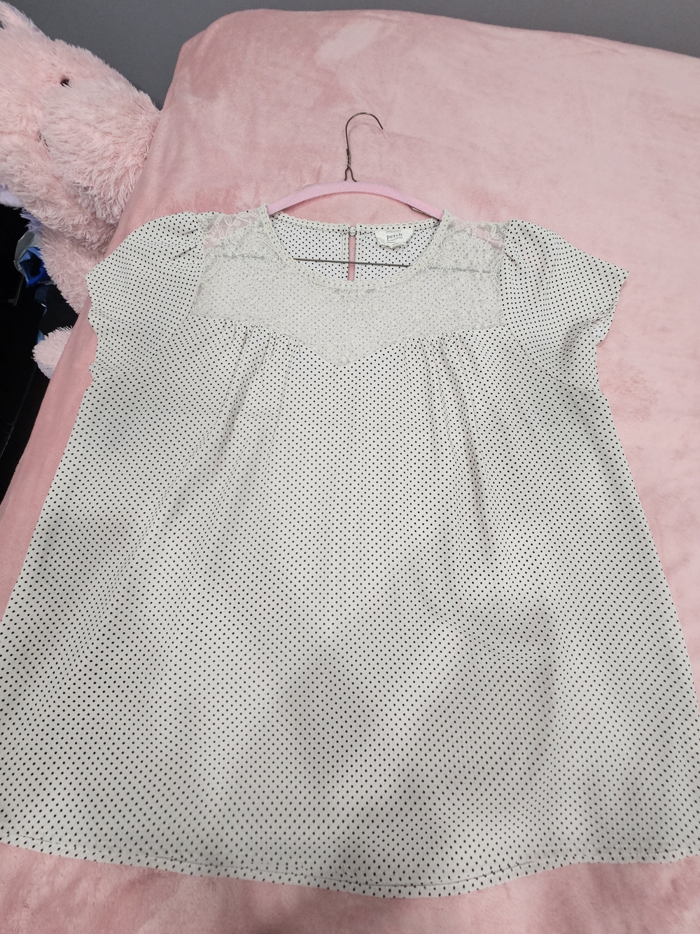 Perch by Blu Pepper White Blouse with Black Polka Dots